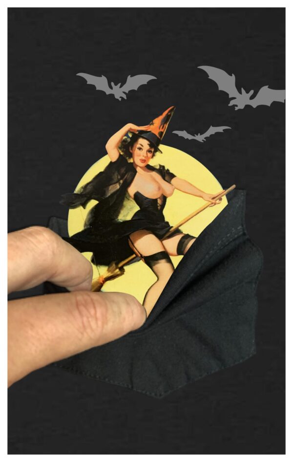 Witch Lady Halloween Pocket Tee - Image 2